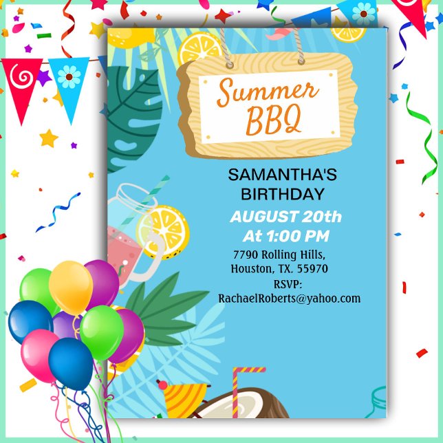 Invitación de cumpleaños a la barbacoa tropical (Subido por el creador)