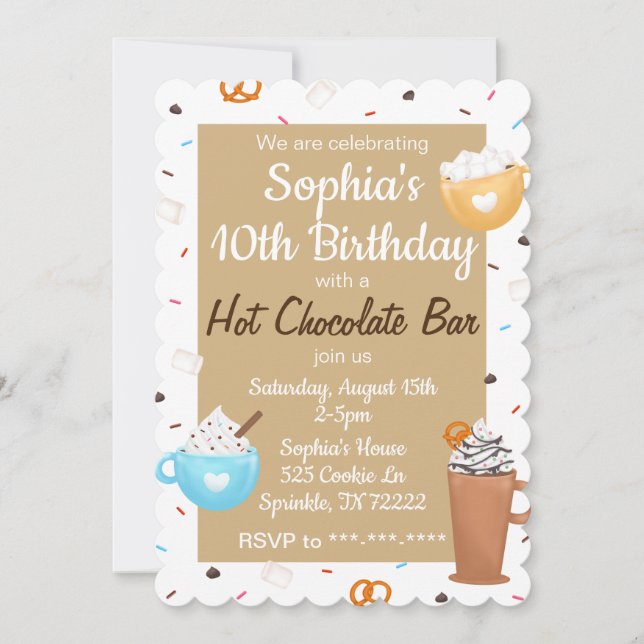 Invitación de cumpleaños a la barra de chocolate c (Anverso)