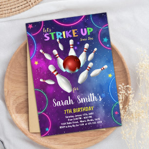 Invitación de cumpleaños a la bolera arcoiris