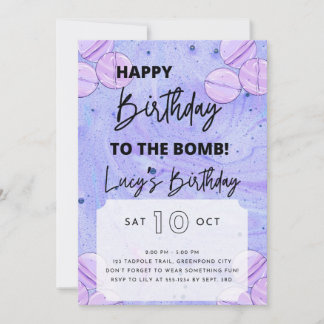 Invitación de cumpleaños a la bomba de baño