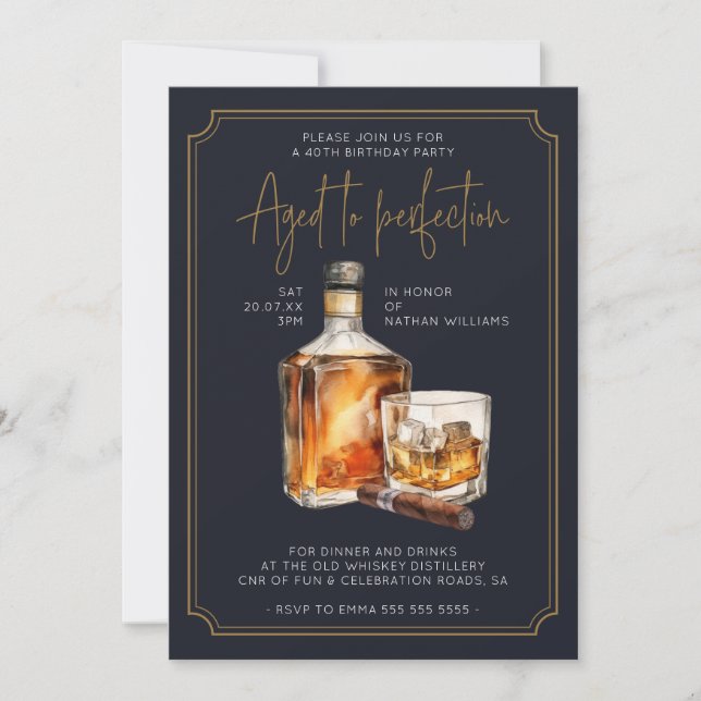 Invitación de cumpleaños a la botella Whiskey de o (Anverso)
