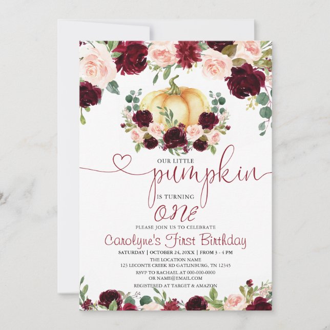 Invitación de cumpleaños a la Calabaza de la Caída (Anverso)