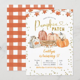 Invitación de cumpleaños a la calabaza de otoño