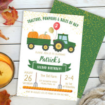 Invitación de cumpleaños a la Calabaza del Tractor