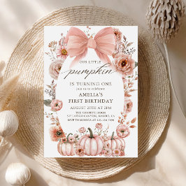 Invitación de cumpleaños a la calabaza floral rosa