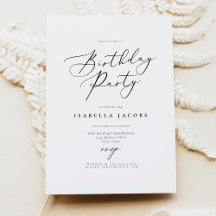 Invitación de cumpleaños a la caligrafía elegante