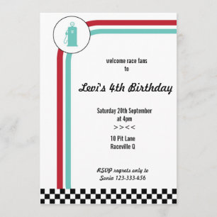 Invitación de cumpleaños a la Carreras Pit Lane