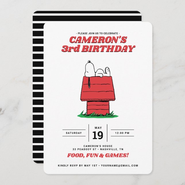 Invitación de cumpleaños a la casa de perro de cac (Anverso / Reverso)