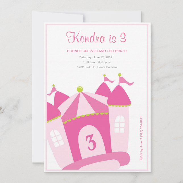 Invitación de cumpleaños a la casa de rebote (Anverso)