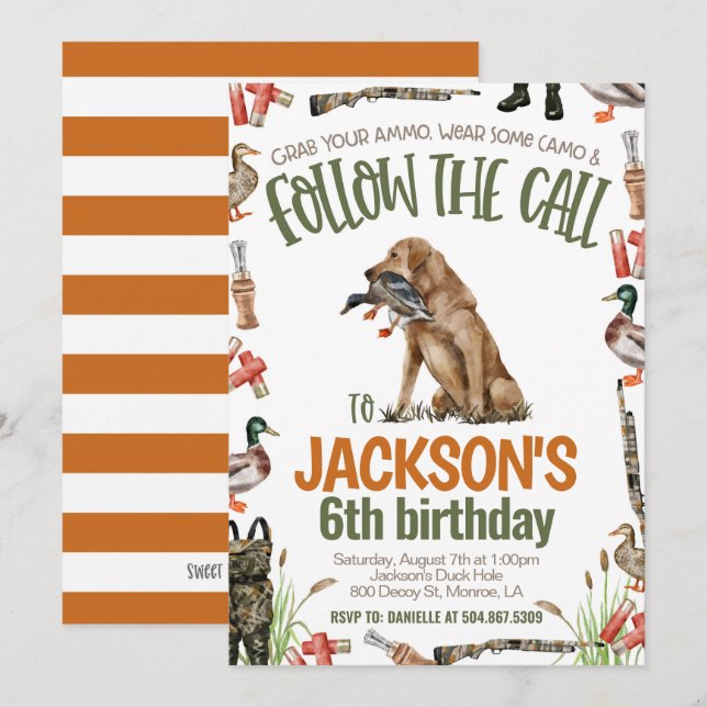 Invitación de cumpleaños a la caza de pavos (Anverso / Reverso)