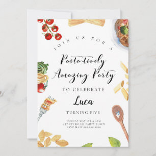 Invitación de cumpleaños a la cena italiana pasta