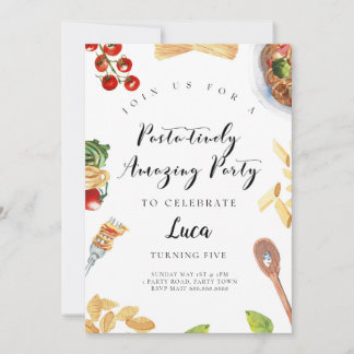 Invitación de cumpleaños a la cena italiana pasta