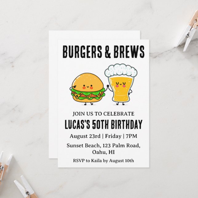 invitación de cumpleaños a la cerveza bbq (Anverso/Reverso In Situ)