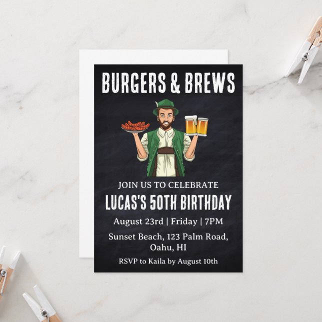 invitación de cumpleaños a la cerveza bbq (Anverso/Reverso In Situ)