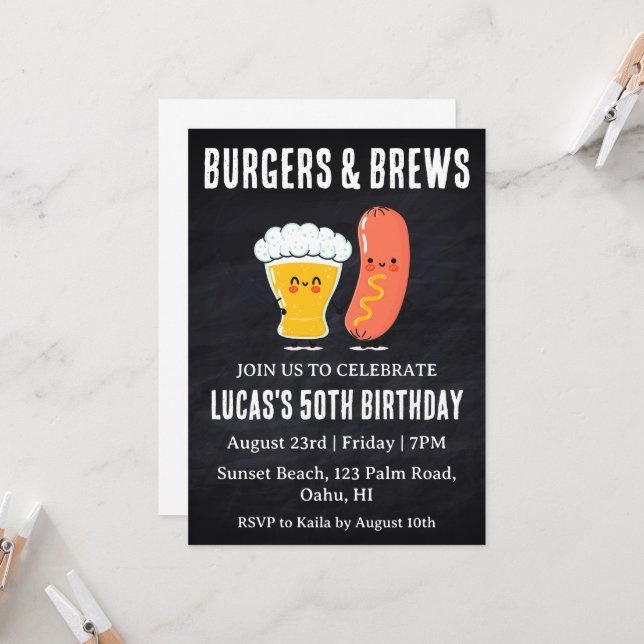 invitación de cumpleaños a la cerveza bbq (Anverso/Reverso In Situ)