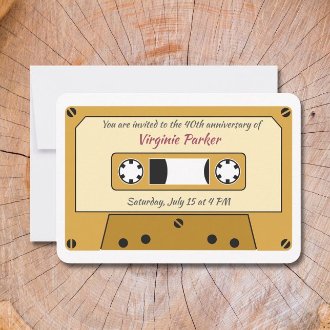 Invitación de cumpleaños a la cinta de cassette (Cassette Tape Birthday Invitation)
