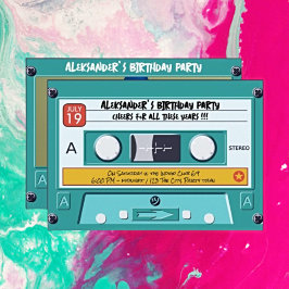 Invitación de cumpleaños a la cinta Retro Cassette