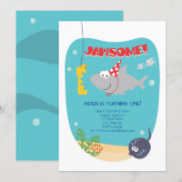 Invitación de cumpleaños a la cometa de tiburón