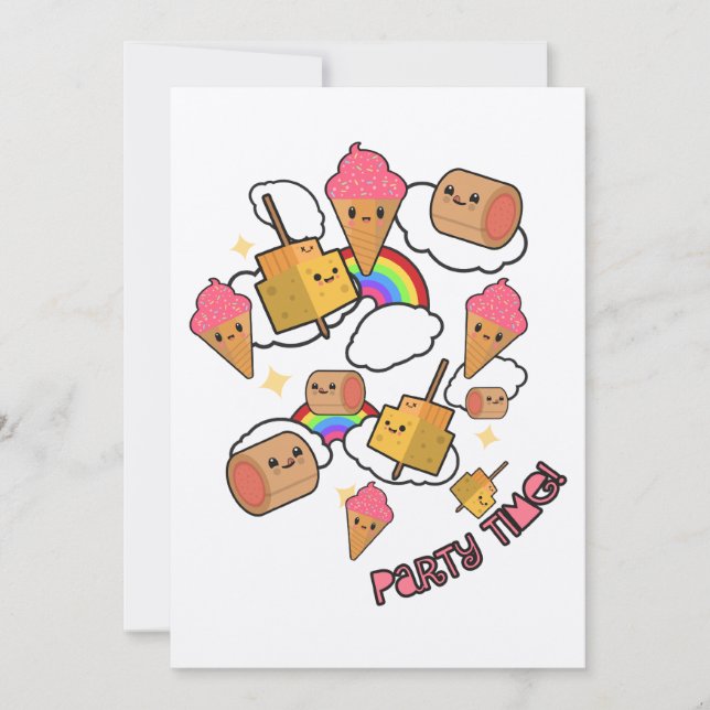 Invitación de cumpleaños a la comida por hora del  (Anverso)