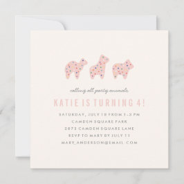 Invitación de cumpleaños a la cookie de animales -