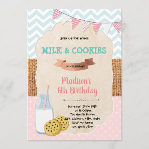 Invitación de cumpleaños a la cookie y la leche