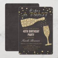 Invitación de cumpleaños a la copa de vino de diam