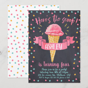 Invitación de cumpleaños a la crema de hielo de Ch