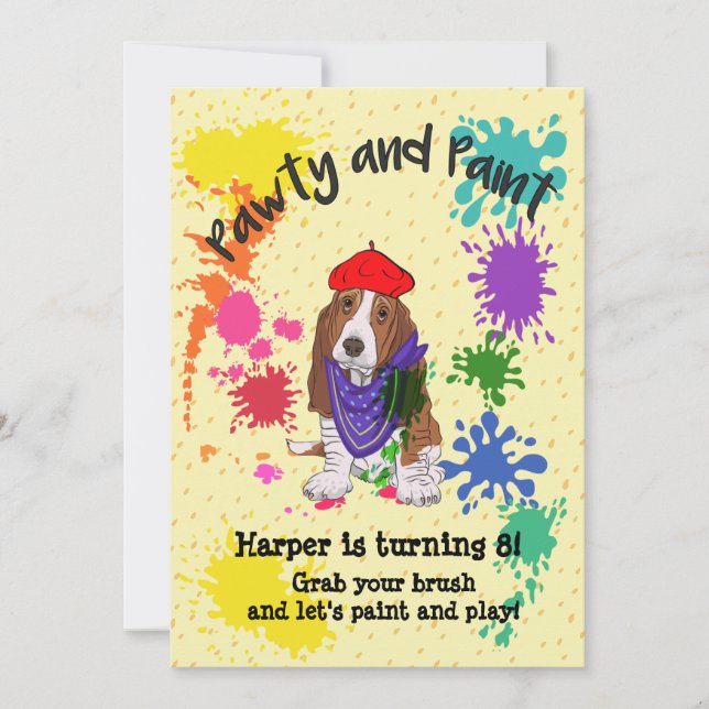 Invitación de cumpleaños a la diversión de perro d (Anverso)