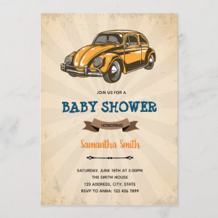 Invitación de cumpleaños a la ducha de coches de é