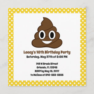 Invitación de cumpleaños a la Emoji Poop