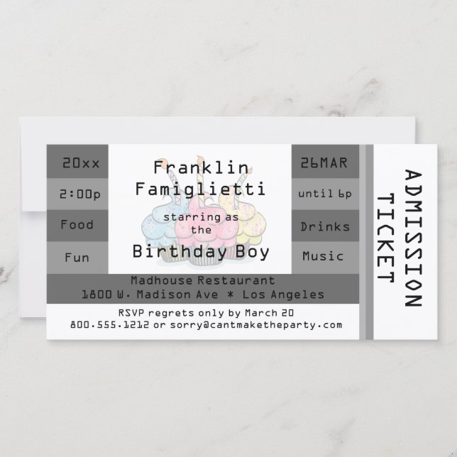 Invitación de cumpleaños a la entrada de moda Silv (Anverso)