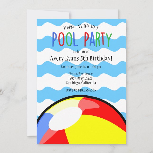 Invitación de cumpleaños a la fiesta de Fiesta de  (Anverso)