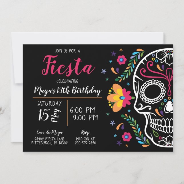 Invitación de cumpleaños a la Fiesta Floral de crá (Anverso)