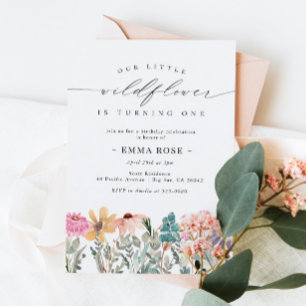 Invitación de cumpleaños a la flor silvestre peque