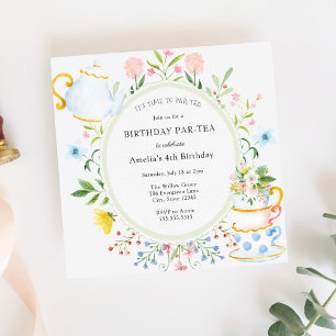 Invitación de cumpleaños a la flor silvestre Tea F