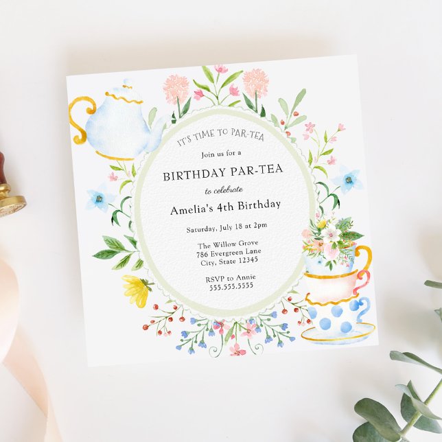 Invitación de cumpleaños a la flor silvestre Tea F (Subido por el creador)