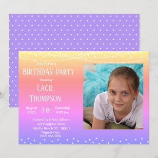 Invitación de cumpleaños a la foto arcoiris