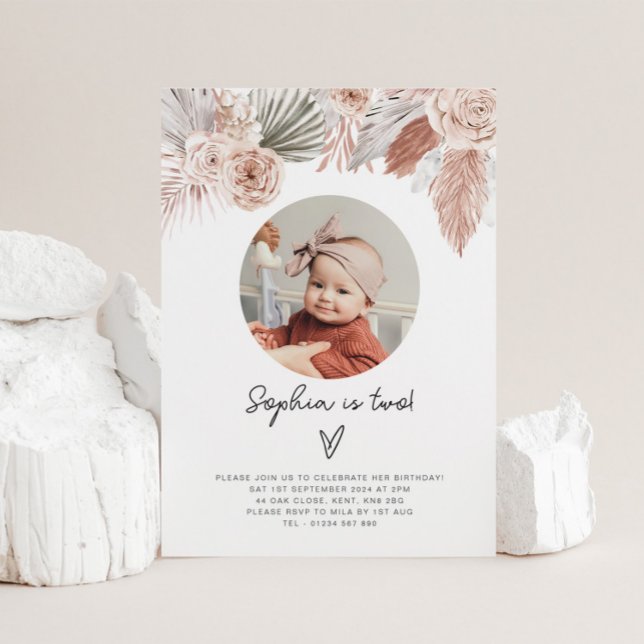 Invitación de cumpleaños a la foto de Boho Florals (Subido por el creador)