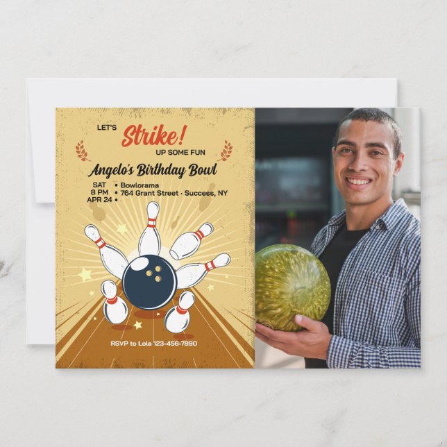 Invitación de cumpleaños a la foto de bolos (Anverso)