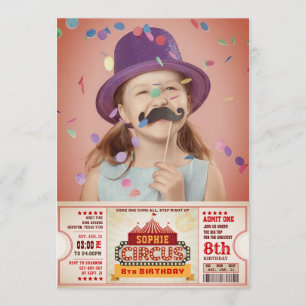Invitación de cumpleaños a la foto de Circus Ticke