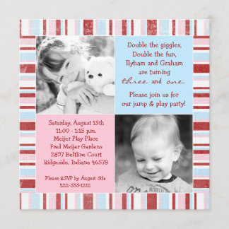 Invitación de cumpleaños a la foto de hermanos ros