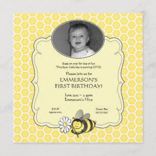Invitación de cumpleaños a la foto de Honey Bee