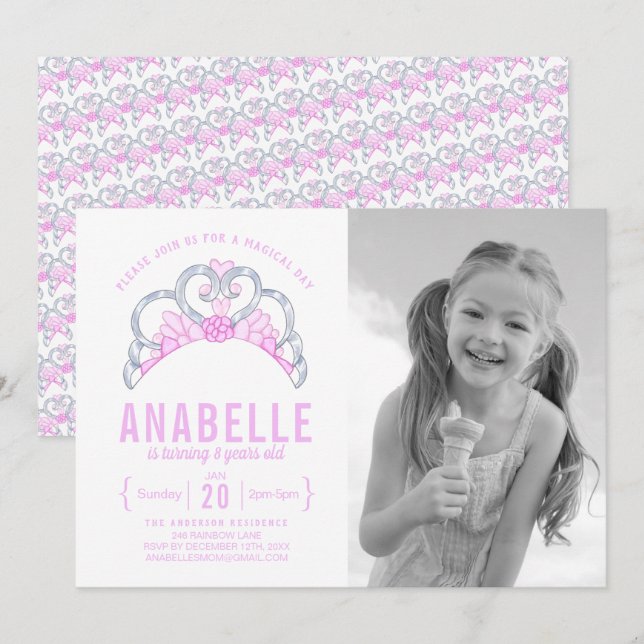 Invitación de cumpleaños a la foto de personalizab (Anverso / Reverso)