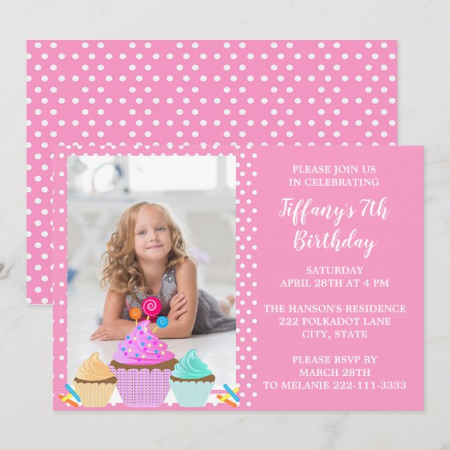 Invitación de cumpleaños a la foto de Punto de Pol (Anverso / Reverso)