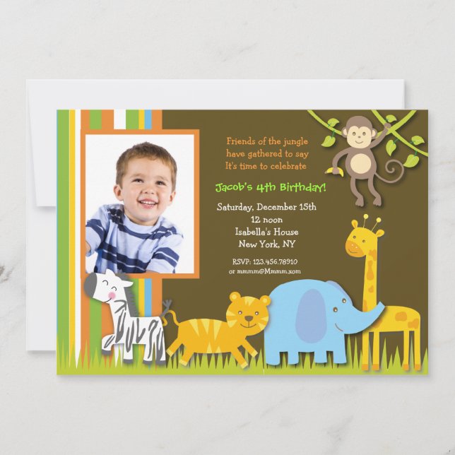 Invitación de cumpleaños a la foto de Safari de la (Anverso)
