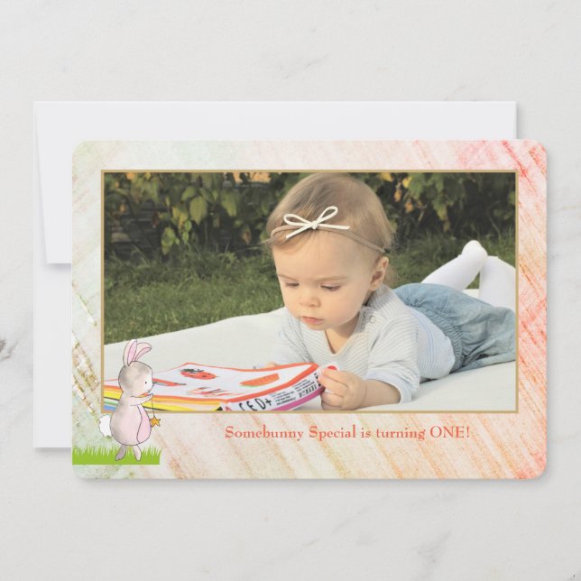 Invitación de cumpleaños a la foto de Somebunny (Anverso)