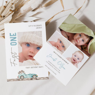 Invitación de cumpleaños a la foto de un coche de 