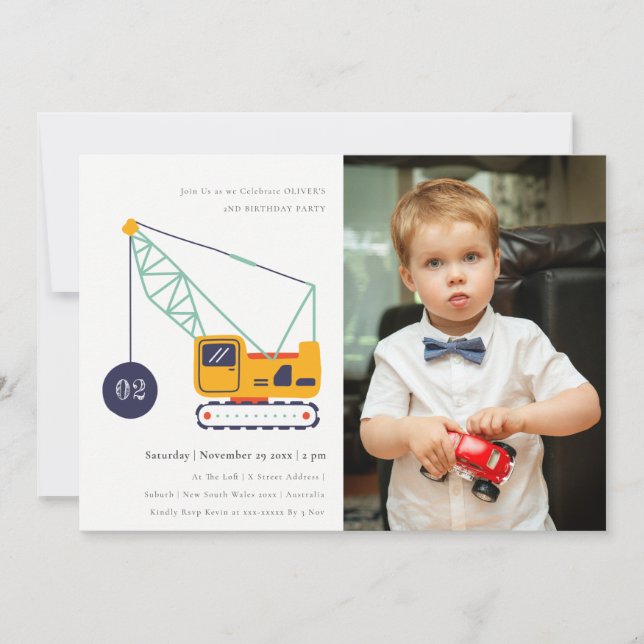 Invitación de cumpleaños a la foto de vehículo de  (Anverso)