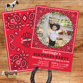 Invitación de cumpleaños a la foto de Western Red 