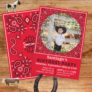 Invitación de cumpleaños a la foto de Western Red 